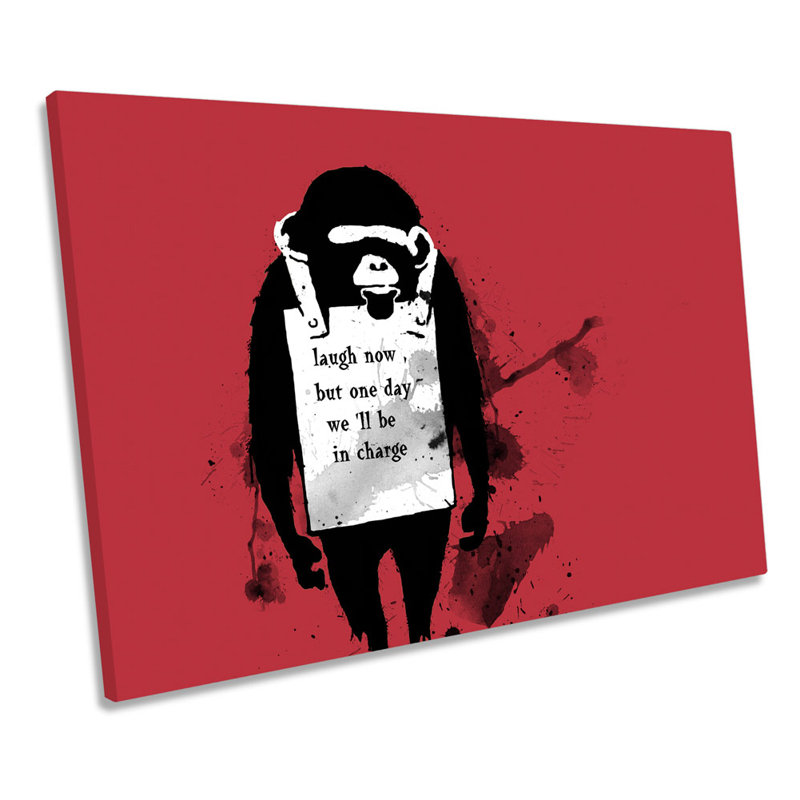 Laugh Now Monkey by Banksy - Wrapped Canvas Print, 61cm H x 91.4cm W x 4cm D