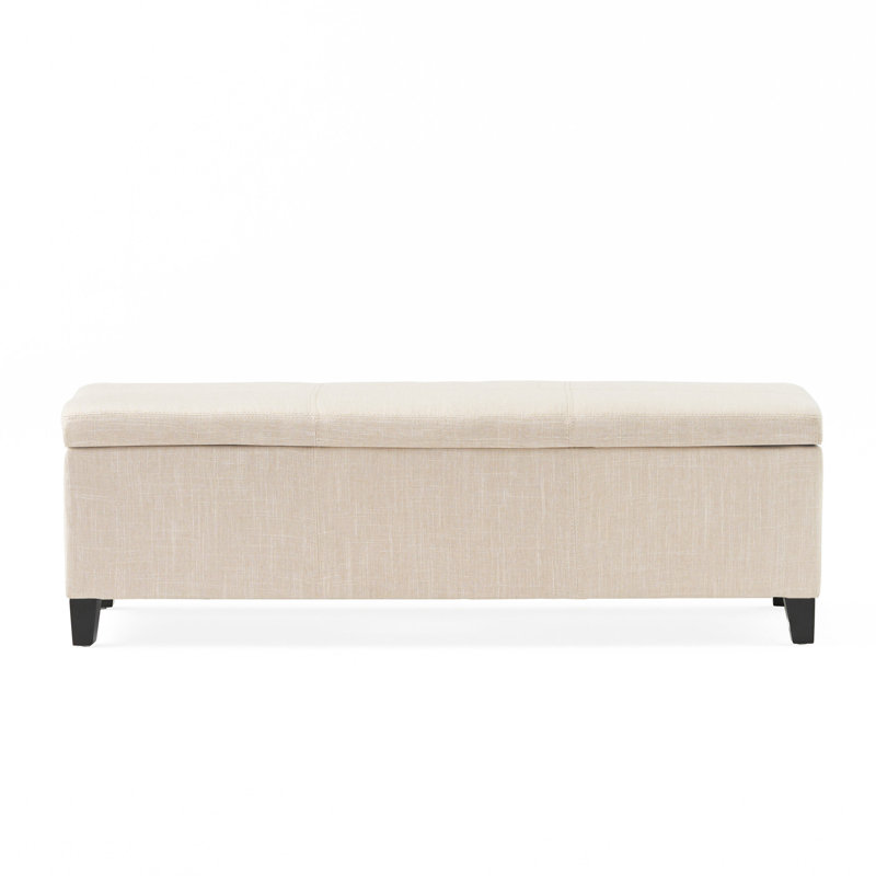 Connie Upholstered Ottoman, Light Beige Polyester Blend