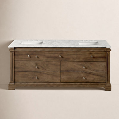 Abygail 72'' Carrara Marble Double Bathroom Vanity