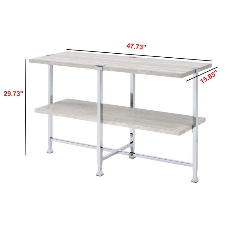 Table de canapé en chêne blanc et chrome Verdant