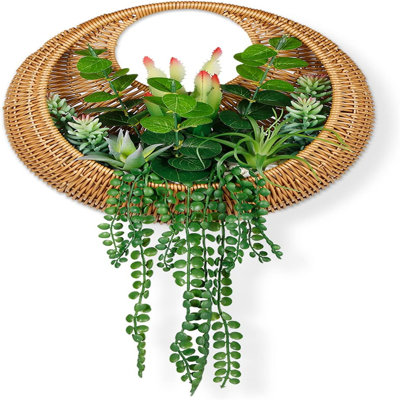 Plante grasse artificielle suspendue plantée dans un panier tissé pour décoration murale Boho et couronne de porte, fausses plantes, décoration murale suspendue pour le salon, la chambre, la salle de bain, la maison et le bureau