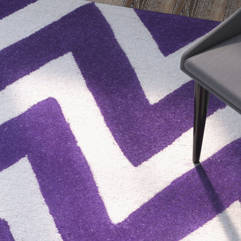 Sanyla Hand Tufted Wool Chevron Rug, Runner 2'6" x 12'