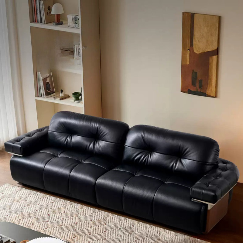 Bauhaus Retro Straight Black Sofa