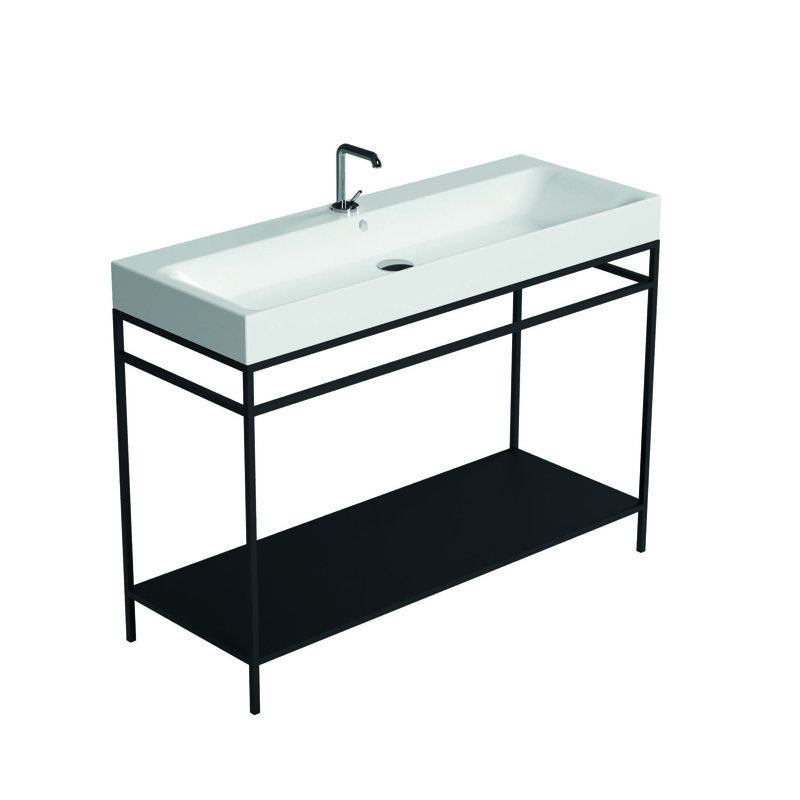 WS Bath Collections Cento 17.7'' Glossy White Porcelain Rectangular Bathroom Sink with Overflow