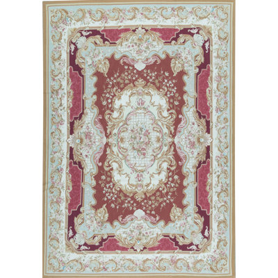 Aubusson Hand Knotted Wool Oriental Area Rug