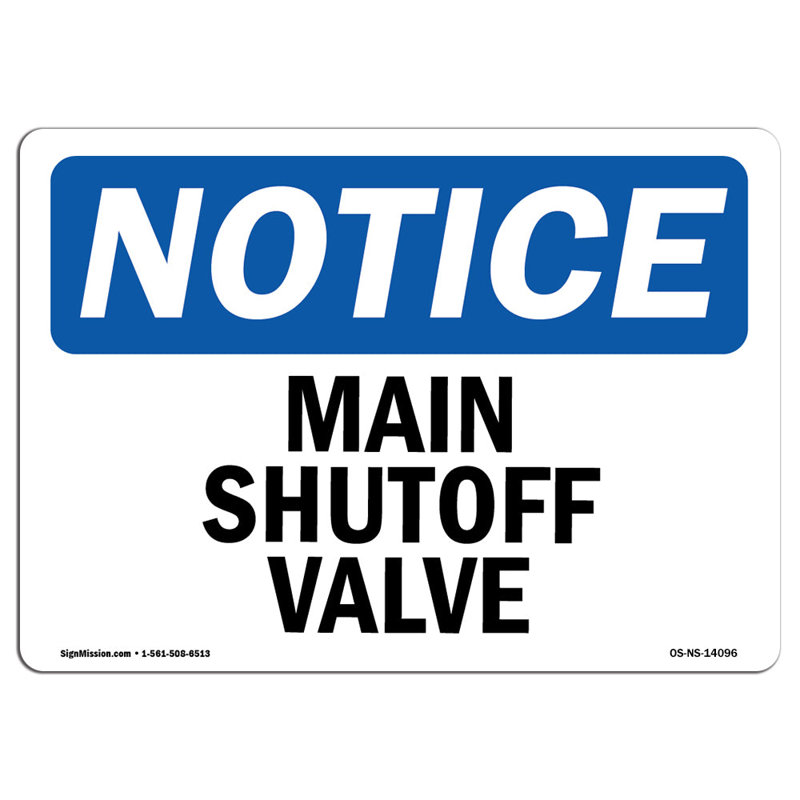 Main Shutoff Valve Sign