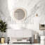 Meuble-lavabo et lavabo spacieux avec rangement, finition blanc de Carrare