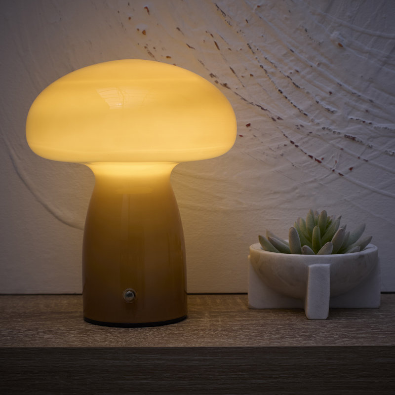 Glass Table Lamp, Brown, Brown