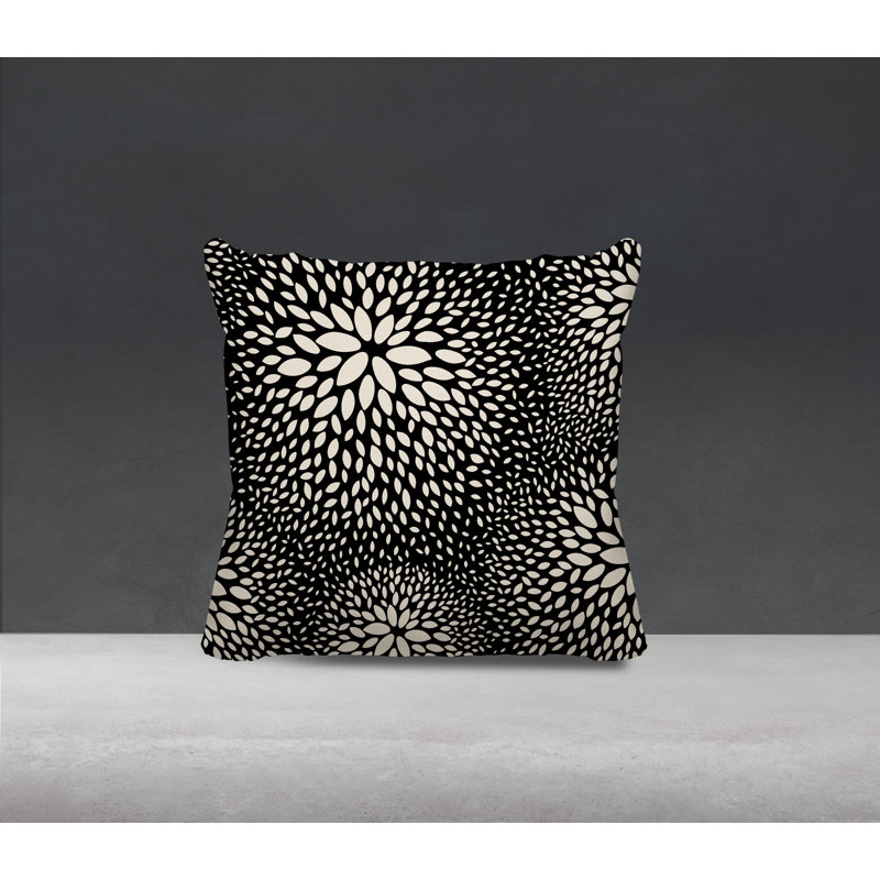 Housse et insert de coussin décoratif intérieur / extérieur Bavière, H 17 po x l 17 po, Noir/crème