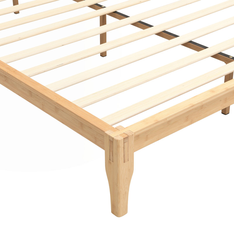 Lit plateforme moderne en bois de bambou de taille moyenne de 12 pouces avec support en lattes de bois, aucun sommier requis, assemblage facile