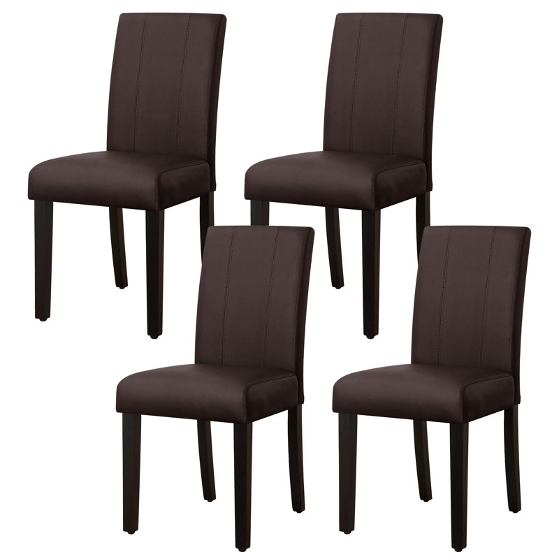 Modern Faux Leather Waterproof Upholstered Dining Chair, Brown