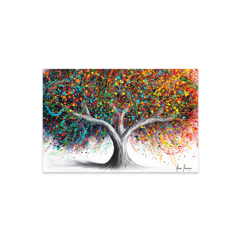 «Tree of Celebration» par Ashvin Harrison - reproduction d'art sur verre sans cadre