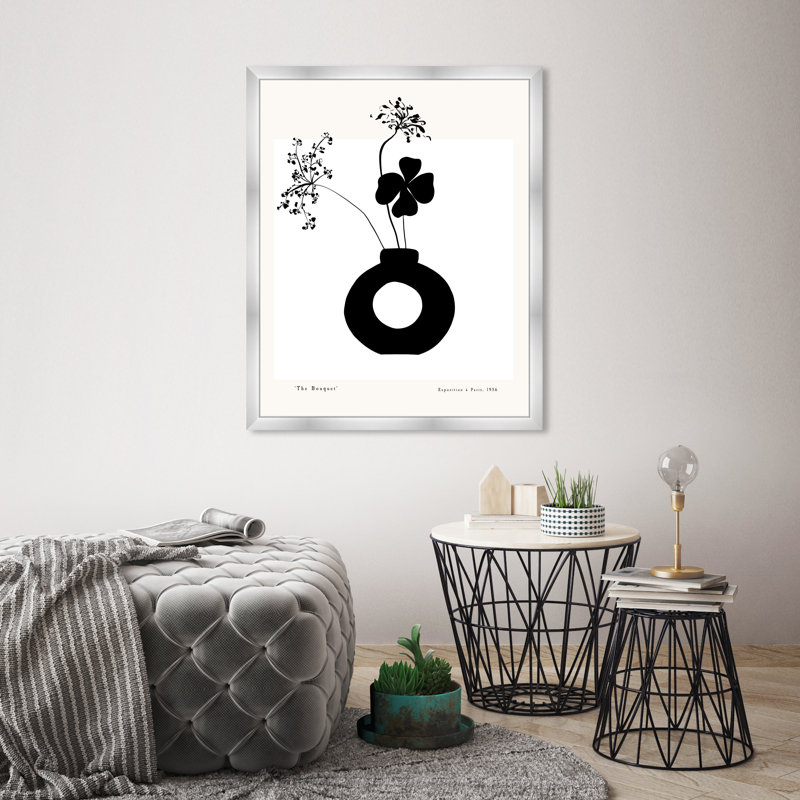 " Black And White Flower In A Vase " by Oliver Gal, Silver, 32" H x 26" W