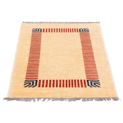 Tapis unique en laine noué à la main 4 pi 3 po x 5 pi 7 po nouvel âge Abery