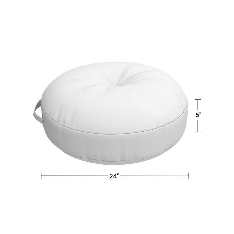 Sunbrella Indoor/Outdoor Floor Pillow, 24 Inch Circular Cushion Cover with Insert, Circular 24", Cast Mist