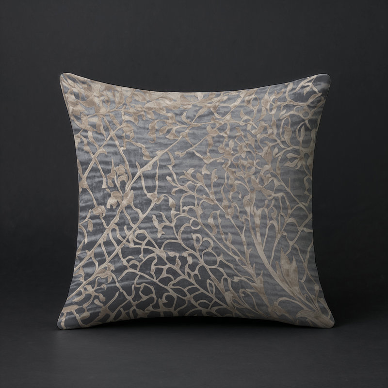Coussin décoratif intérieur / extérieur bleu Modern Modern, Gris abstrait 7, Carré 18 po