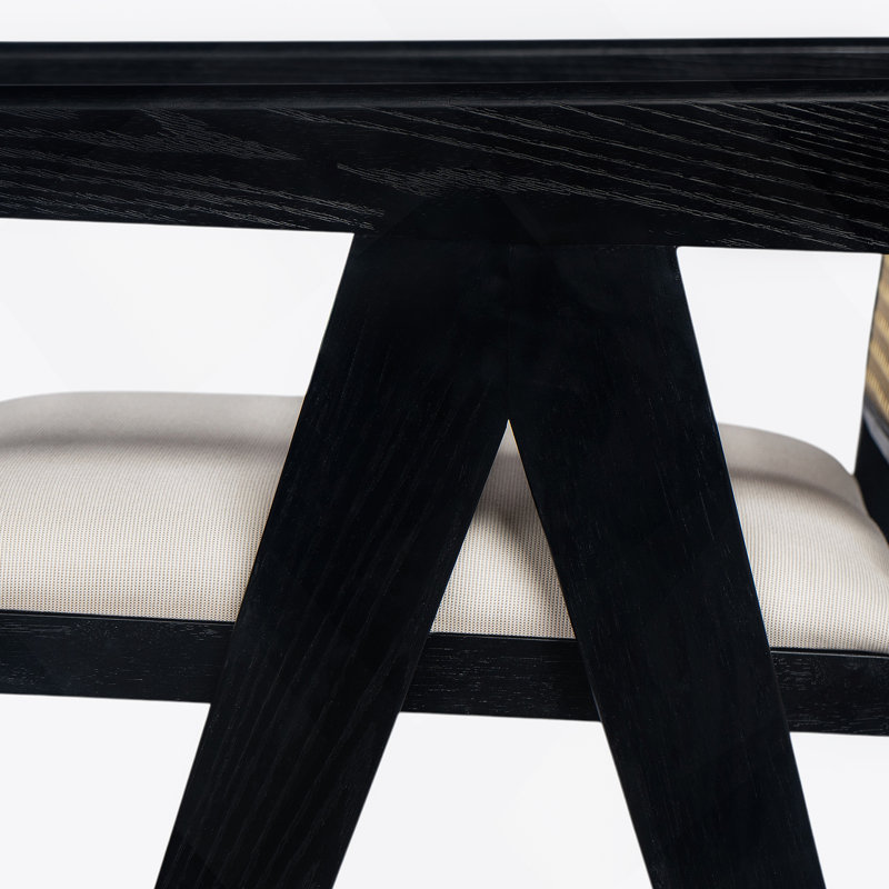 Tabouret de bar rembourré en mousse confortable avec structure en bois d'hévéa durable et dossier en plastique tissé de couleur canne pour le bar et la cuisine