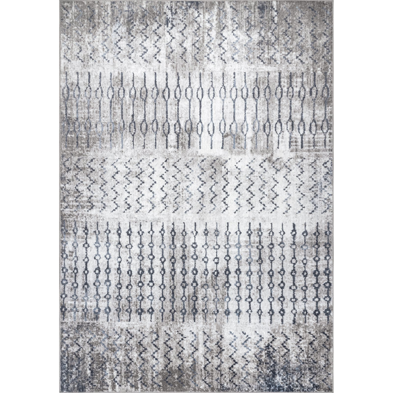 Tapis marocain Salters pour le salon, la chambre et la cuisine, bleu / ivoire, Rectangle 4 pi x 6 pi