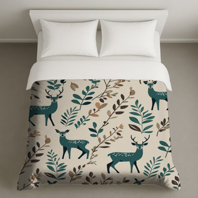 Housses de couette motif cerf et feuilles