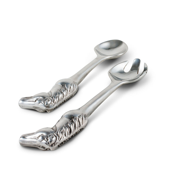 Elegant Silver Horse Head Aluminum Salad Servers