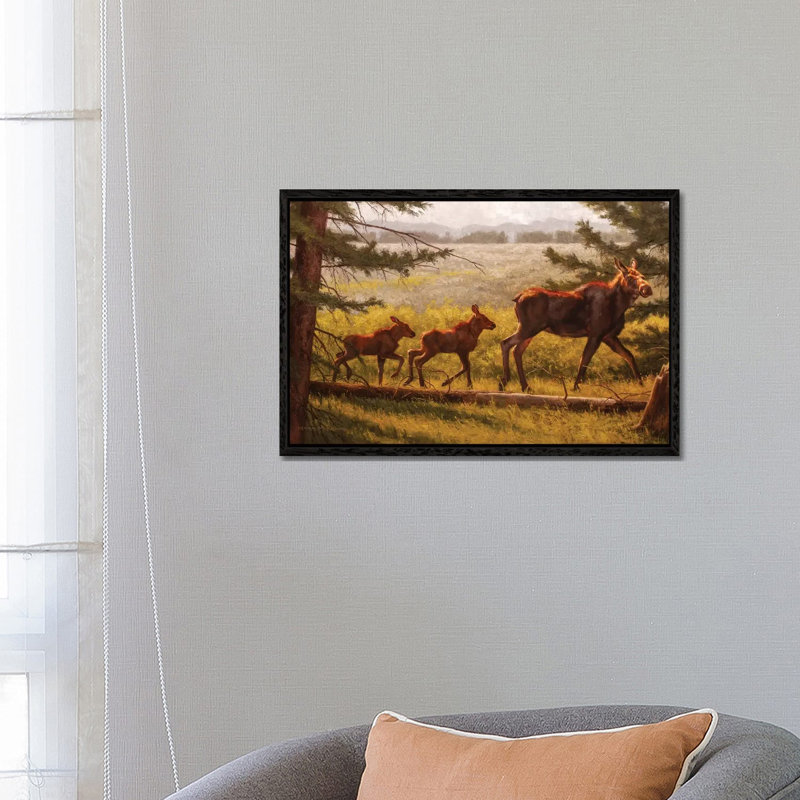 Double Caboose 1 Piece Painting on Canvas, 45.72cm H x 66.04cm W x 3.81cm D, Black Framed