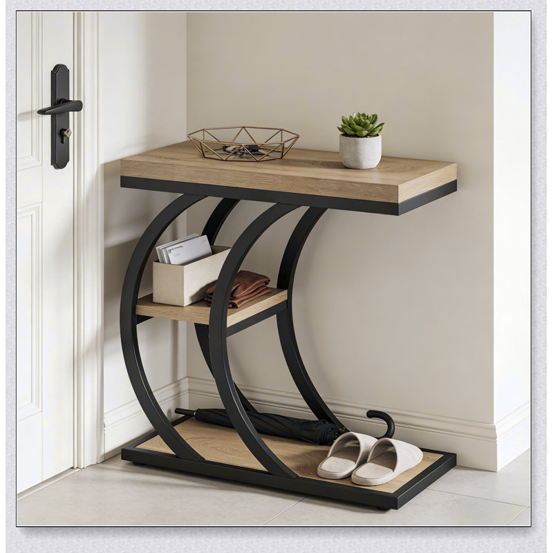 Table d'appoint en forme de C à 3 niveaux de conception contemporaine, parfaite pour ajouter élégance et fonctionnalité à votre espace de vie