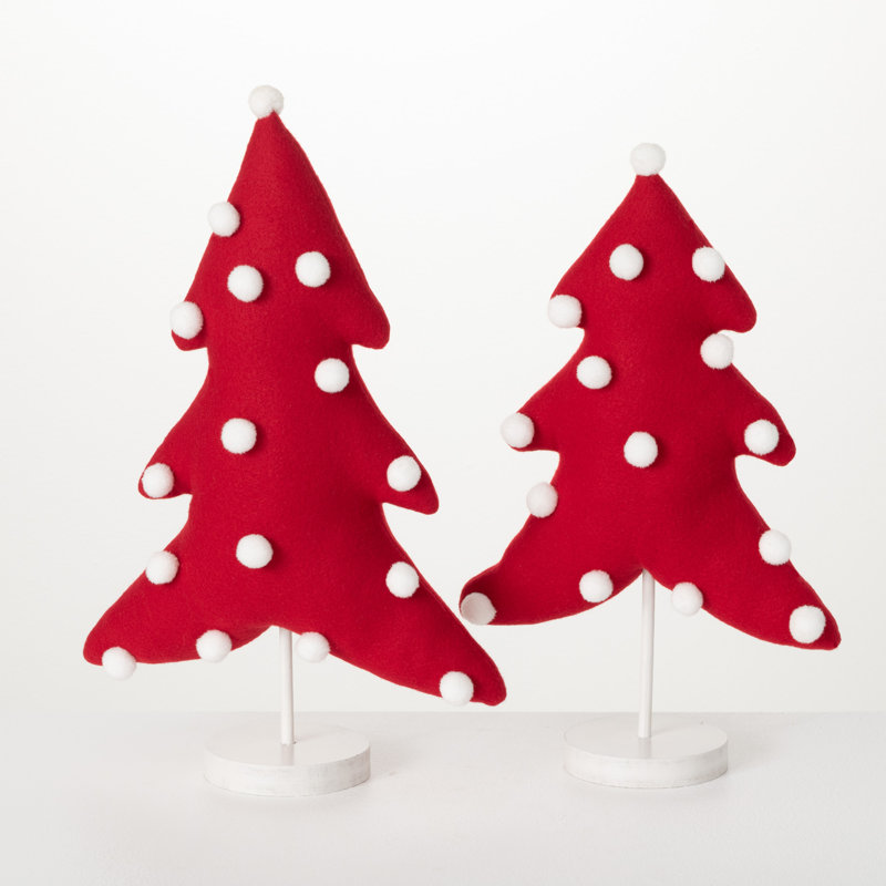 Arbre en peluche rouge Pom-Pom - ensemble de 2