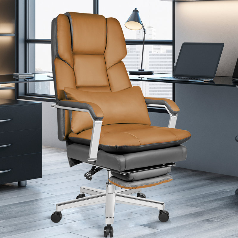 Cranbrook Big and Tall Ergonomic Reclining Executive Office Chair with Foot Rest, Brown/Black