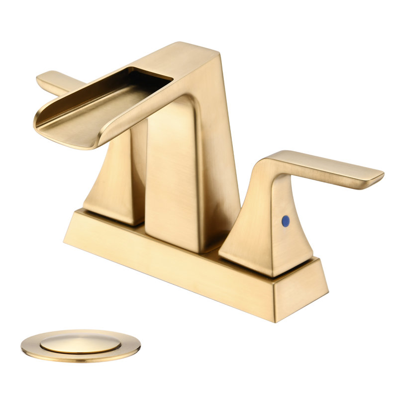 2-handle Bathroom Faucet with Drain Assembly, Brushed Gold