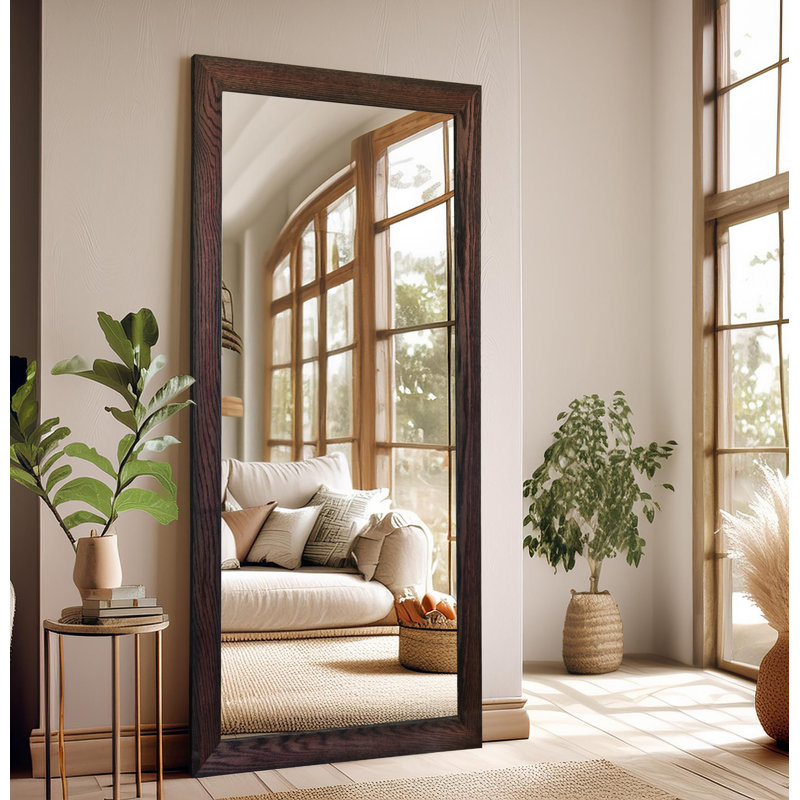 Miroir de plancher en bois franc Union Rustic Ozark, 68 po x 33 po, Cerise noir