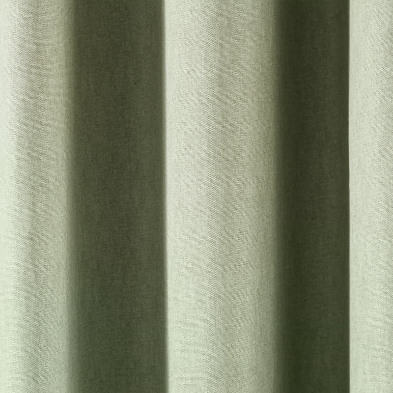 Cotton Blend Semi Plain Eyelet Curtain Pair, Width 117 x Drop 229 cm, Green