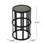 Table d'appoint de patio avec surface en carreaux de céramique grise et structure stable en fer pour une utilisation extérieure