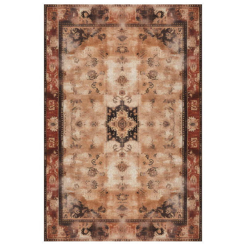 Gracianna Collection Digital Print Cotton-Polyester Brown Moroccan Rug, Runner 3'4" x 11'6"