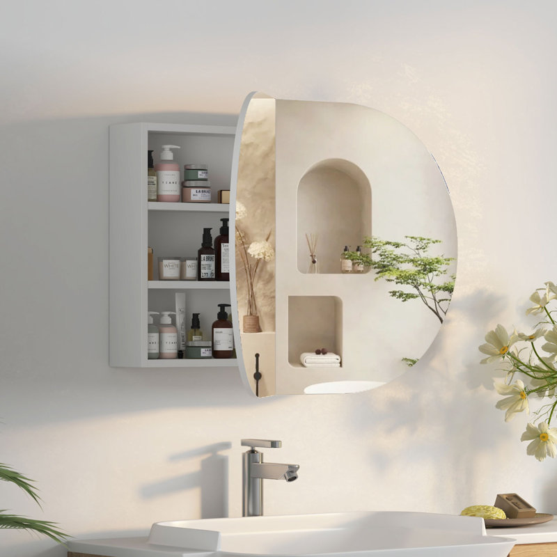 Soini 960mm W 600mm H Frameless Medicine Cabinet Mirror Fixed, White
