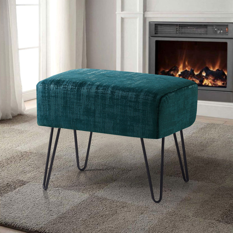 Repose-pieds standard Alegre, Velours bleu sarcelle foncé