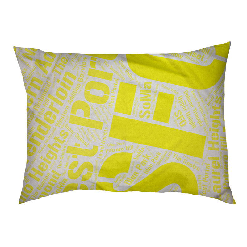 Coussin de chien « districts », Grand (l 40 po x P 30 po x H 14 po), Jaune, San Francisco