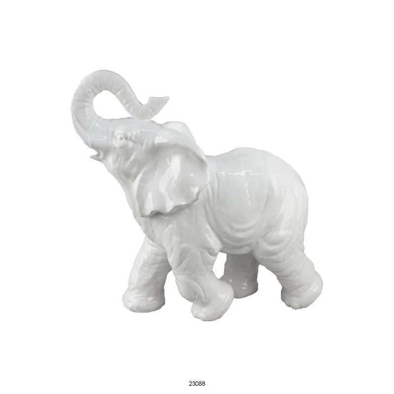Décoration de table d'appoint, conception éléphant, corps en céramique blanche de 18 pouces