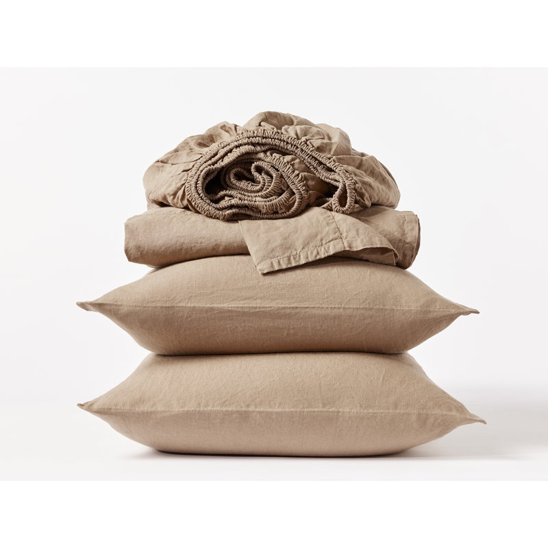 Organic Relaxed Linen Sheet Set, King Sheet Set with 2 Pillowcases, Doe