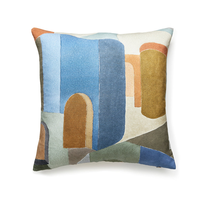 Sahara Appliqued Cotton Blend Reversible Throw Pillow, Earth