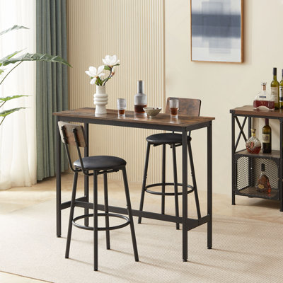 Ensemble de table de bar avec 2 tabourets de bar en polyuréthane avec dossier, L 43,31 po x l 15,75 po x H 35,43 po