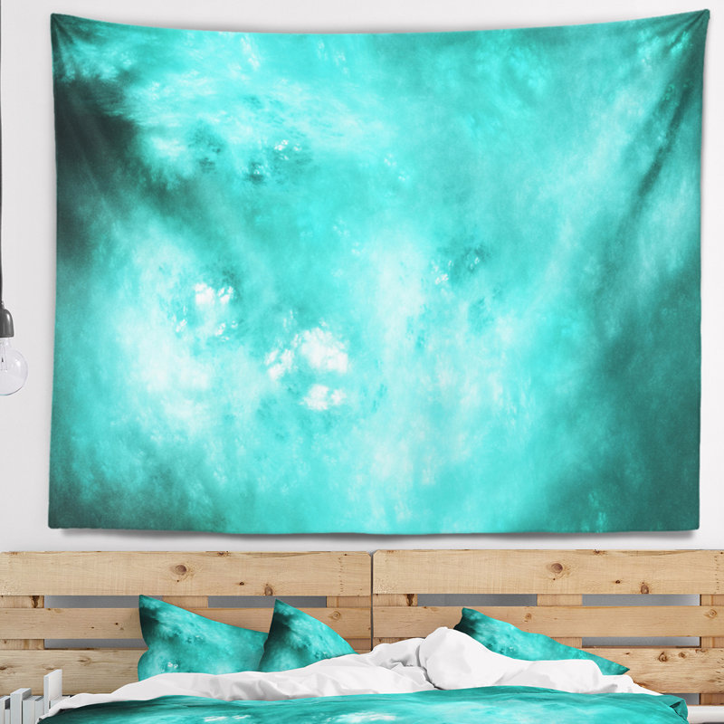 Bleu ciel abstrait avec étoiles tapisserie, H 32 po x l 39 po