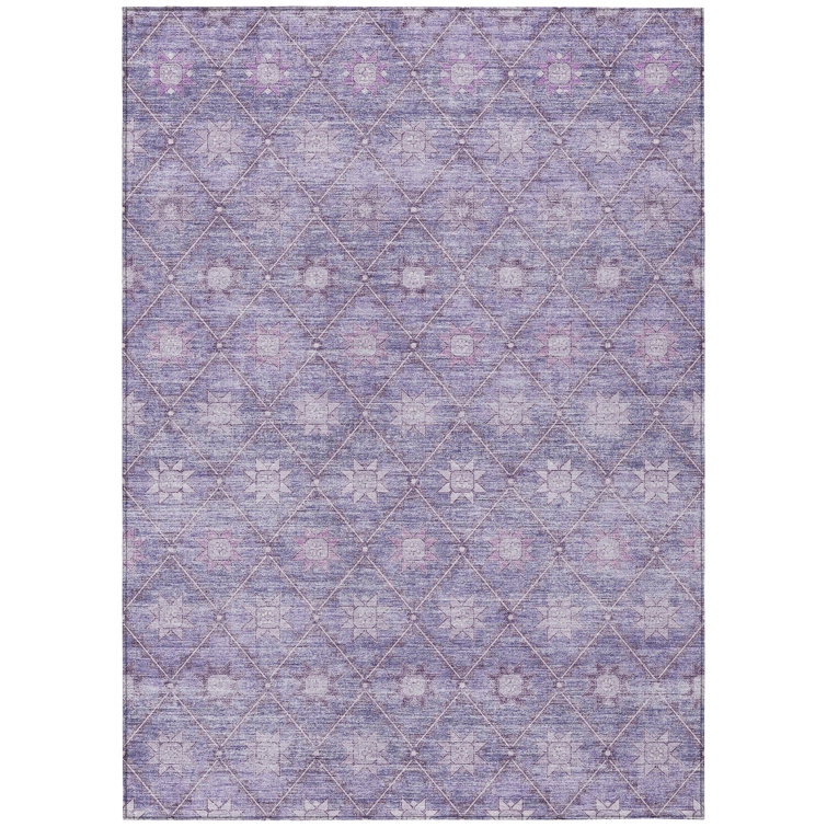 Machine Washable Indoor/Outdoor Xhevrie Purple Rug