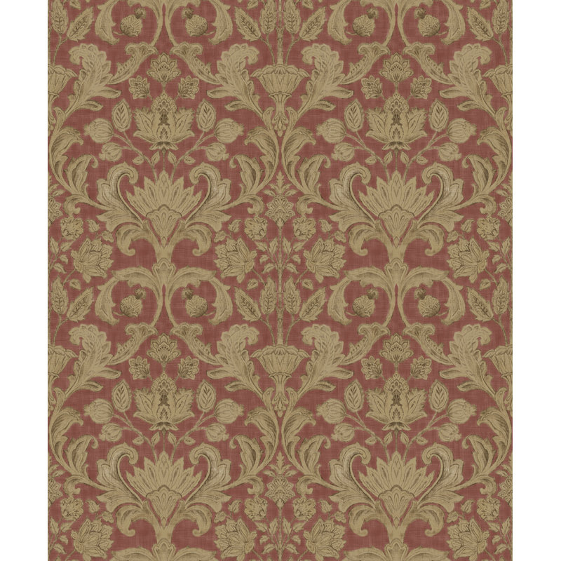 Elegance Collection Damask Sheen Finish Wallpaper Roll, Red
