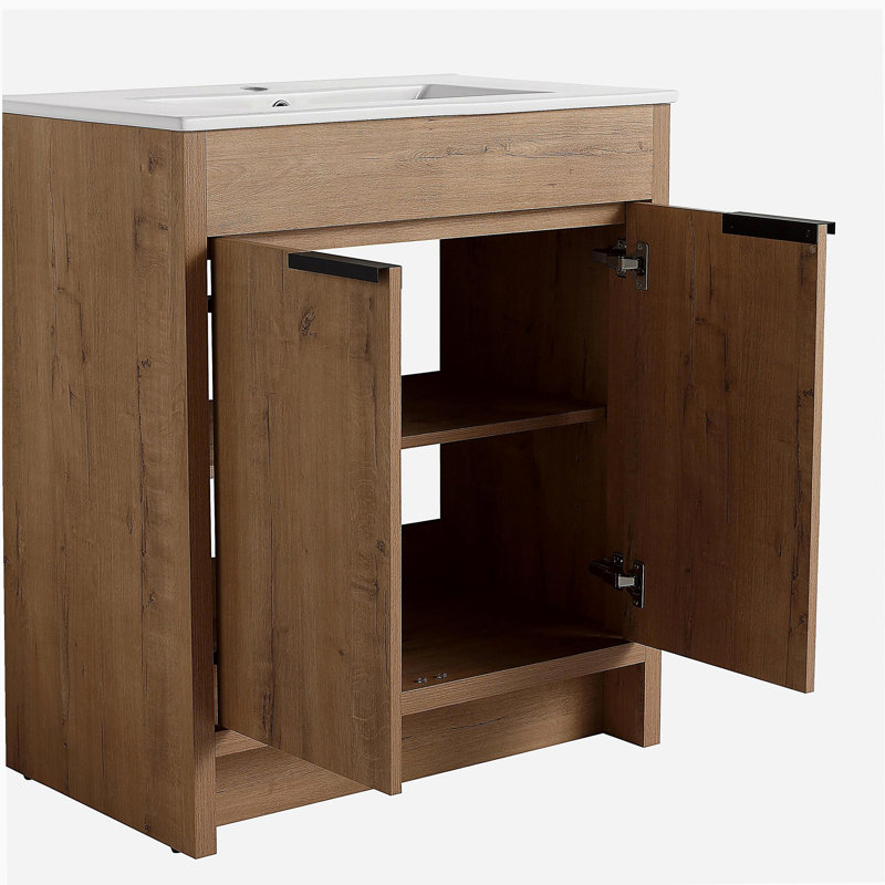 Armoire de salle de bain autoportante de 30 po sans lavabo, 2 armoires à fermeture douce