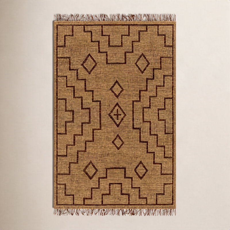 Tapis brun / brun clair à tissage plat Alfi Southwestern, Rectangle 9 pi x 12 pi