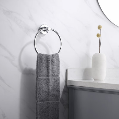 Kree Collection Bathroom Accessories Wall Mounted Towel Ring - Chrome Polished