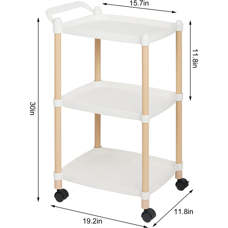 30'' H x 19.2'' W Utility Cart with Wheels, White