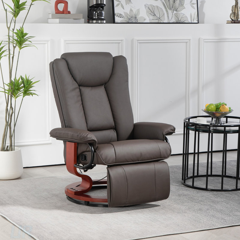 Confortable fauteuil inclinable manuel pivotant en cuir synthétique avec repose-pieds réglable pour la détente dans le salon