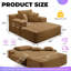 Chaise longue convertible Resta en velours côtelé duveteux avec poches de rangement et 3 coussins-129022239