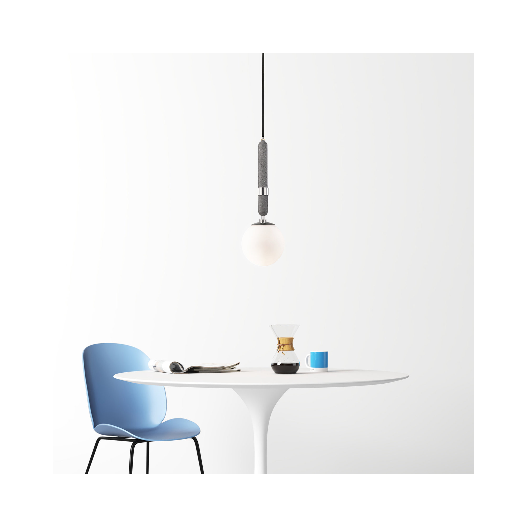 Harley Single Light Glass Pendant, Polished Nickel, 26.75" H x 9.5" W x 9.5" D